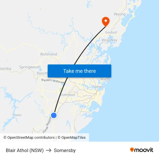 Blair Athol (NSW) to Somersby map