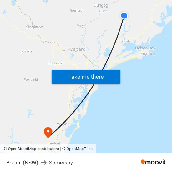 Booral (NSW) to Somersby map