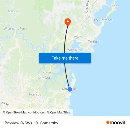 Bayview (NSW) to Somersby map