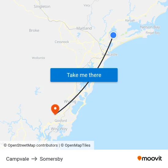 Campvale to Somersby map