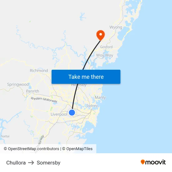 Chullora to Somersby map