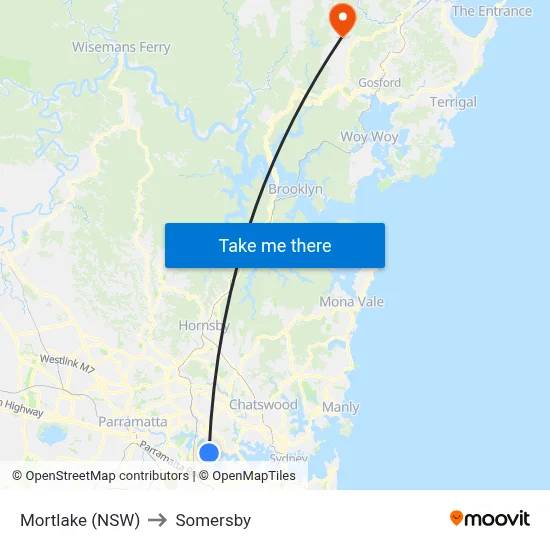 Mortlake (NSW) to Somersby map