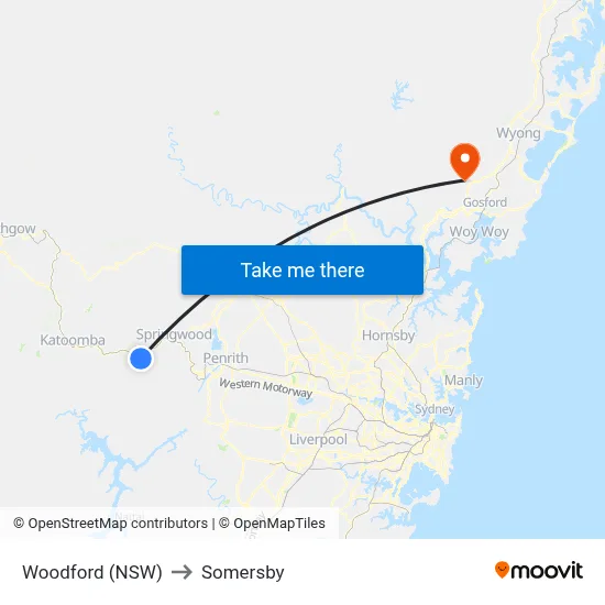 Woodford (NSW) to Somersby map