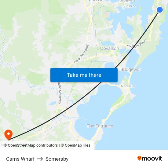 Cams Wharf to Somersby map