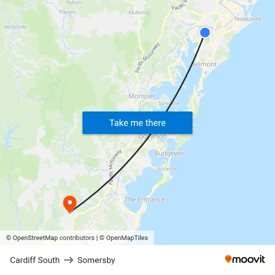 Cardiff South to Somersby map