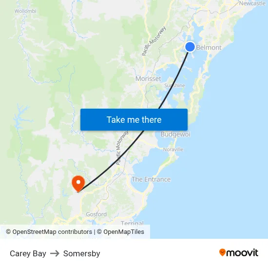 Carey Bay to Somersby map