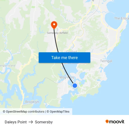 Daleys Point to Somersby map
