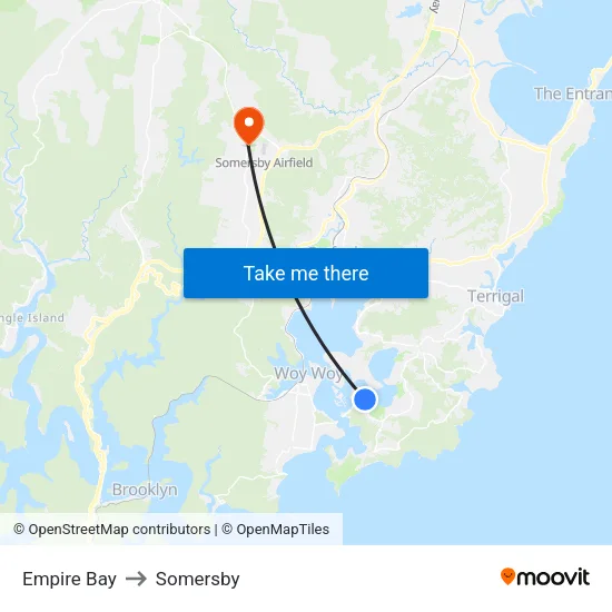 Empire Bay to Somersby map