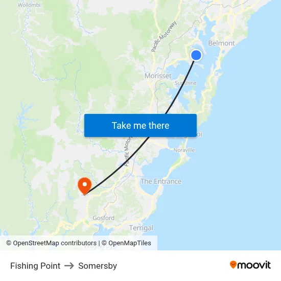 Fishing Point to Somersby map