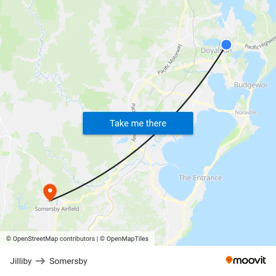 Jilliby to Somersby map
