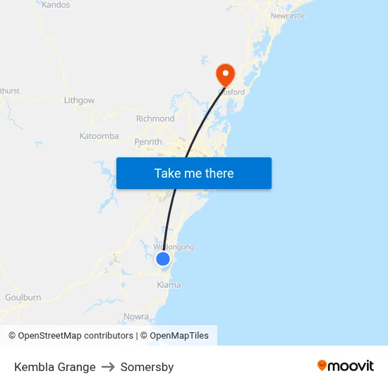 Kembla Grange to Somersby map