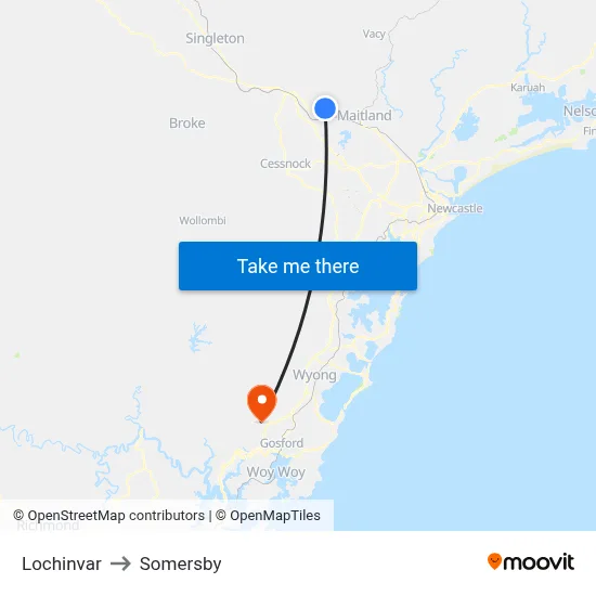 Lochinvar to Somersby map