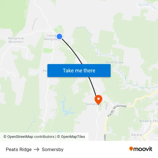 Peats Ridge to Somersby map