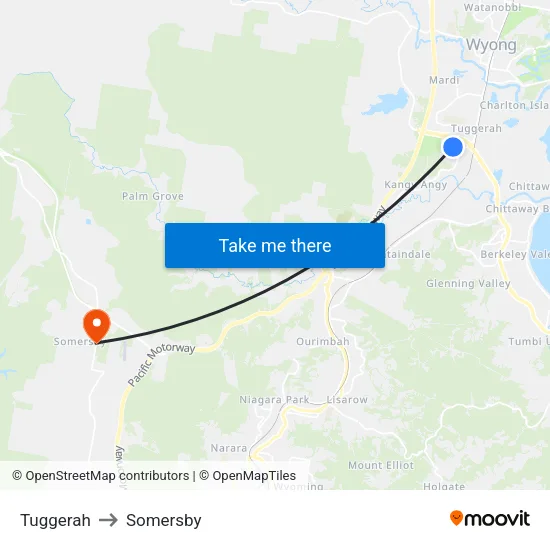 Tuggerah to Somersby map