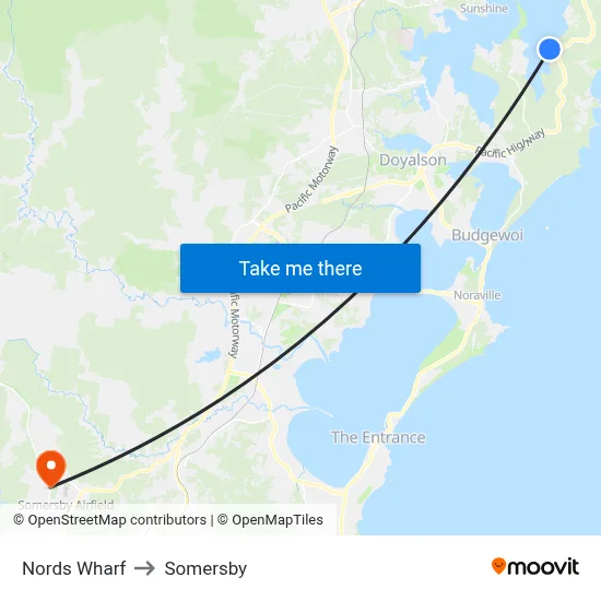 Nords Wharf to Somersby map