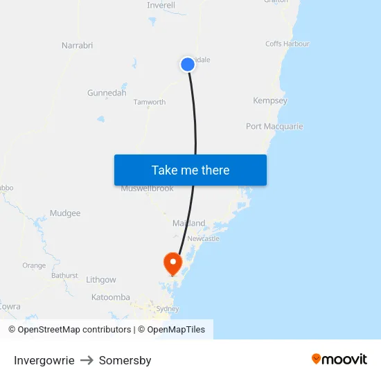 Invergowrie to Somersby map