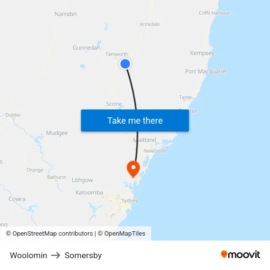 Woolomin to Somersby map