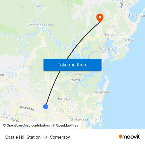 Castle Hill Station to Somersby map