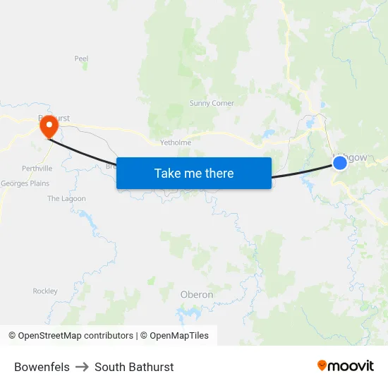 Bowenfels to South Bathurst map