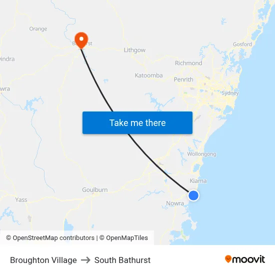 Broughton Village to South Bathurst map