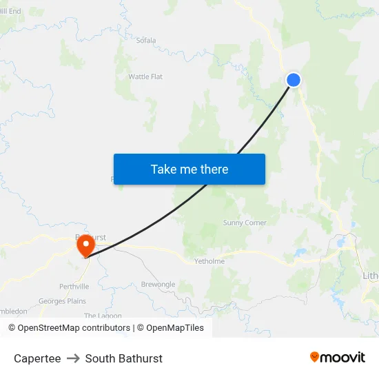 Capertee to South Bathurst map