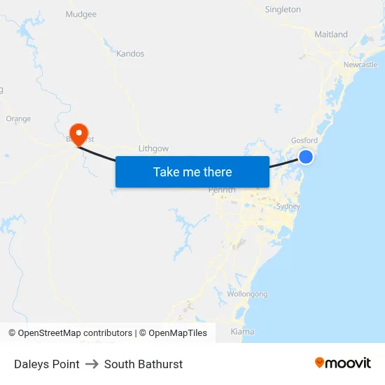 Daleys Point to South Bathurst map