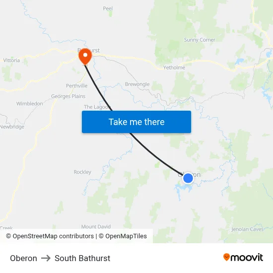 Oberon to South Bathurst map