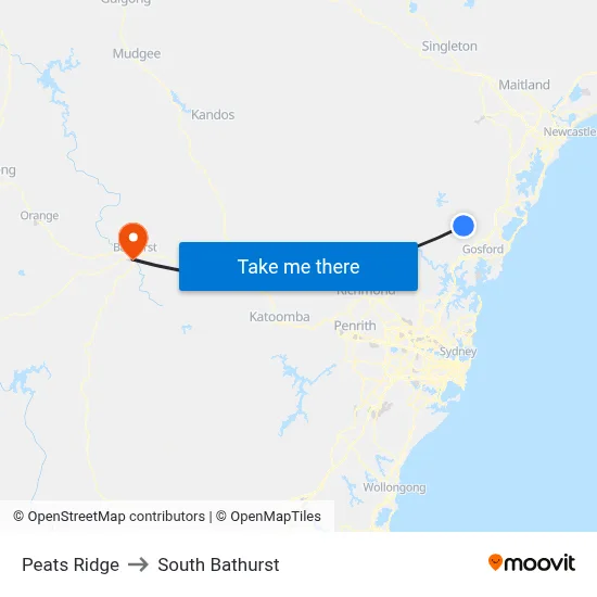 Peats Ridge to South Bathurst map