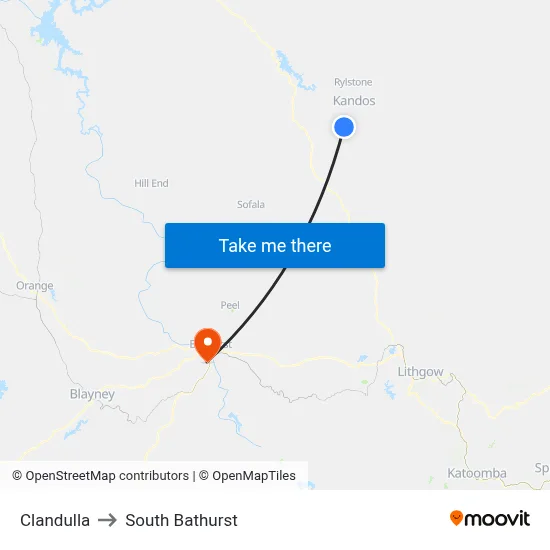 Clandulla to South Bathurst map