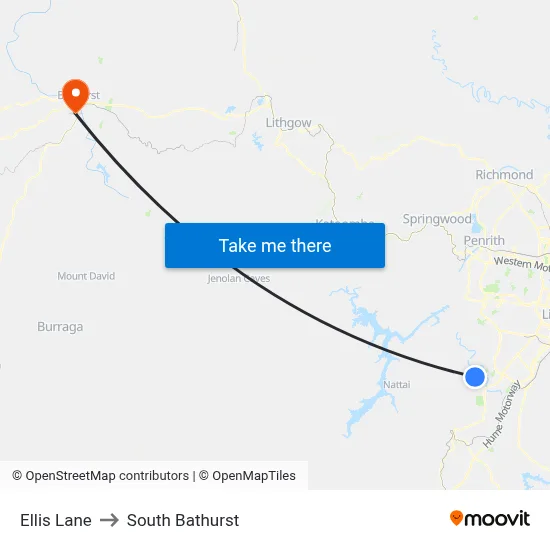 Ellis Lane to South Bathurst map