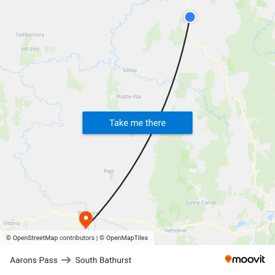 Aarons Pass to South Bathurst map
