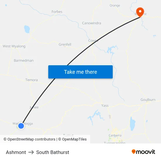 Ashmont to South Bathurst map