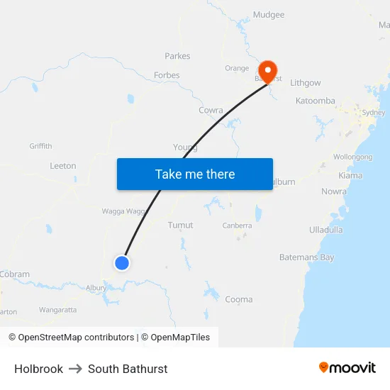 Holbrook to South Bathurst map
