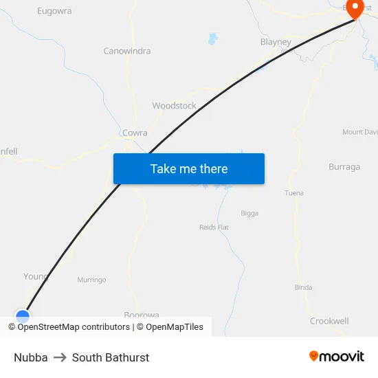 Nubba to South Bathurst map