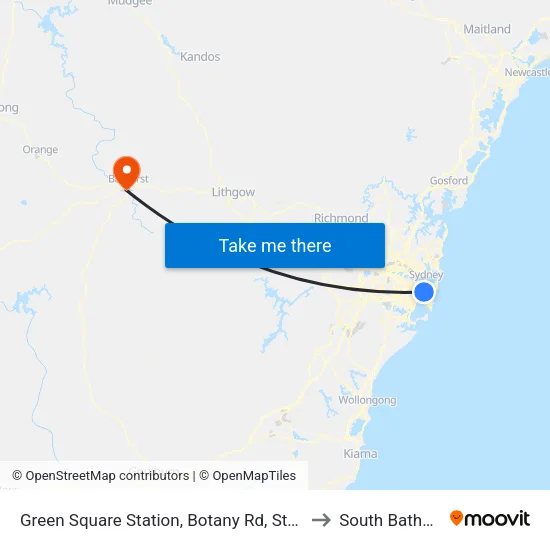 Green Square Station, Botany Rd, Stand C to South Bathurst map