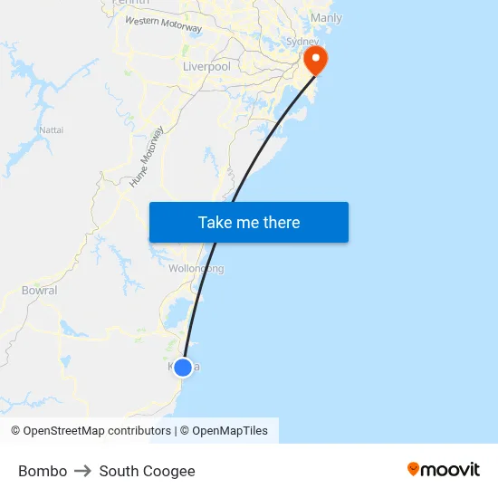 Bombo to South Coogee map