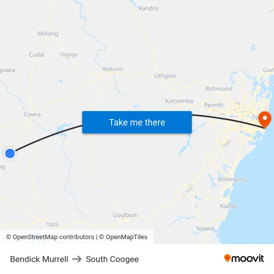 Bendick Murrell to South Coogee map
