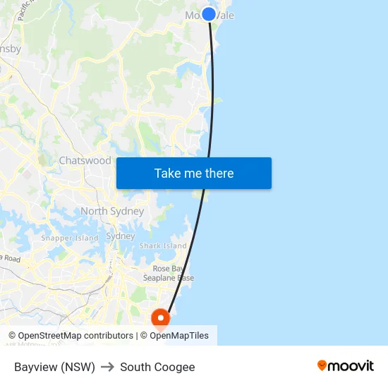 Bayview (NSW) to South Coogee map