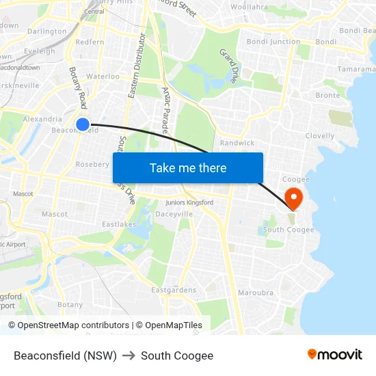 Beaconsfield (NSW) to South Coogee map