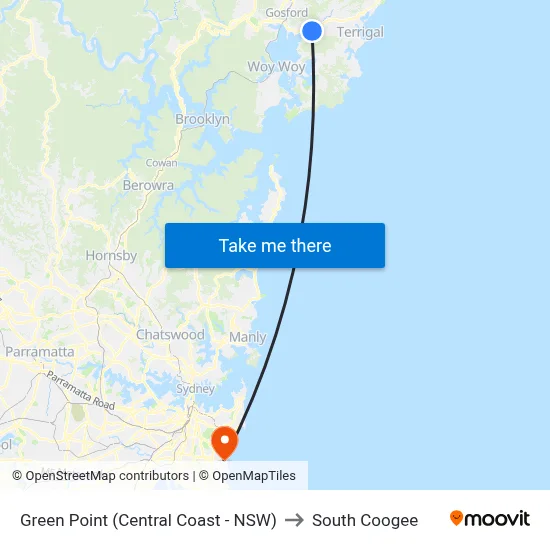 Green Point (Central Coast - NSW) to South Coogee map