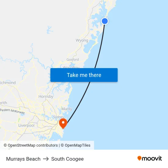 Murrays Beach to South Coogee map
