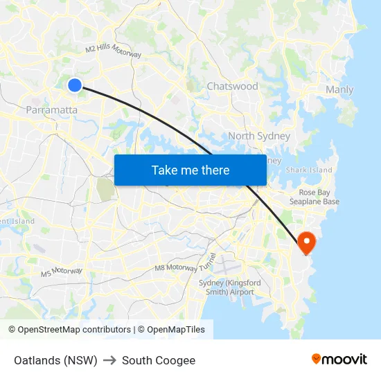 Oatlands (NSW) to South Coogee map
