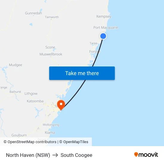North Haven (NSW) to South Coogee map