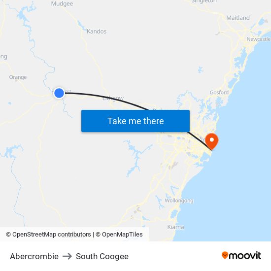 Abercrombie to South Coogee map