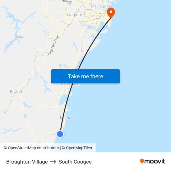 Broughton Village to South Coogee map