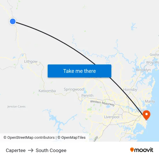 Capertee to South Coogee map