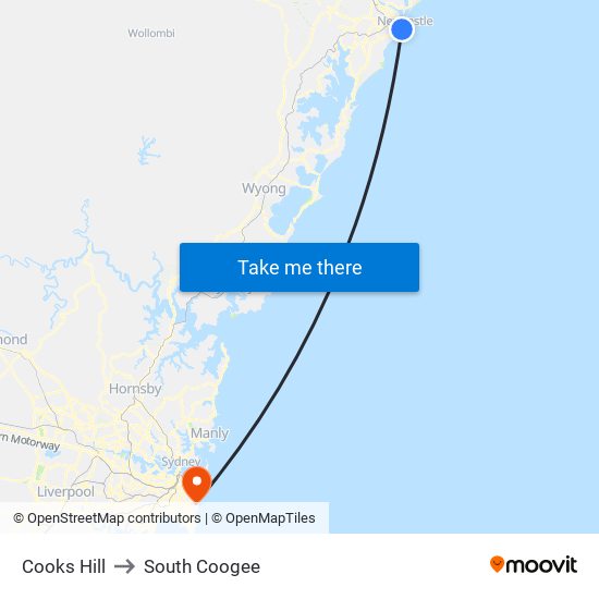 Cooks Hill to South Coogee map