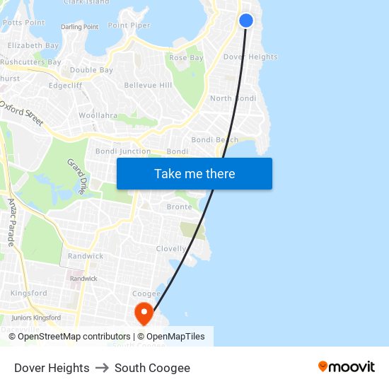 Dover Heights to South Coogee map