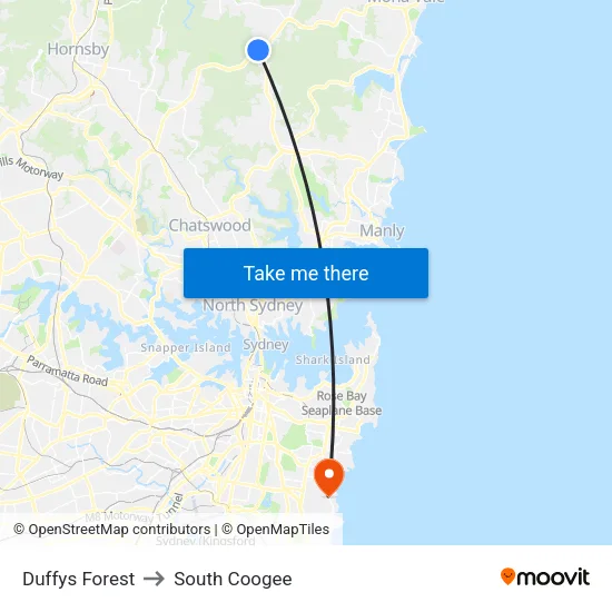 Duffys Forest to South Coogee map