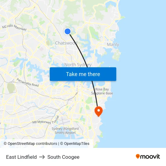 East Lindfield to South Coogee map